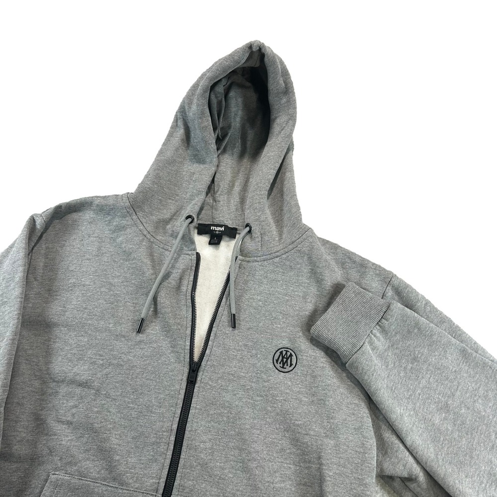Mavi Full Zip Hoodie Mens Size L Gray Casual Fleece Lined Embroidered Logo